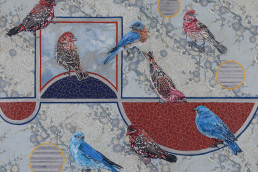 painting, birds, oil, red, blue, Kathryn-Gabinet-Kroo