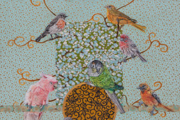 mixed-media, birds, painting